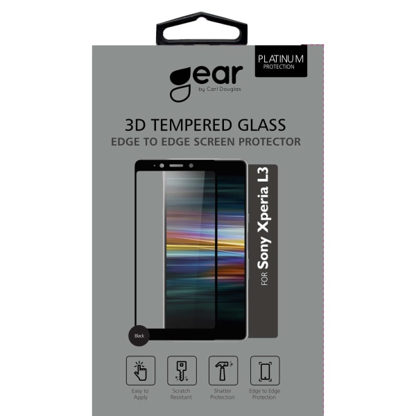 GEAR Härdat Glas 3D Full Cover Black Sony L3