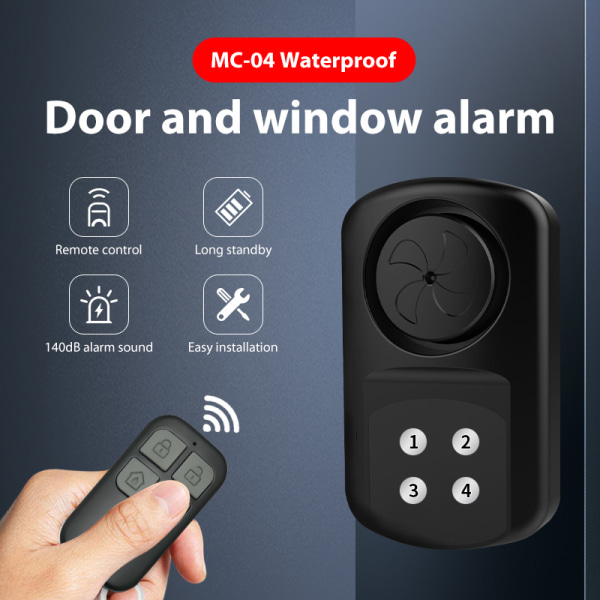 Alarmsensor til døre og vinduer IP67 vandtæt Sort
