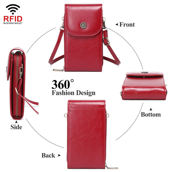 RFID crossbody taske - telefontaske håndtaske Brun Brun