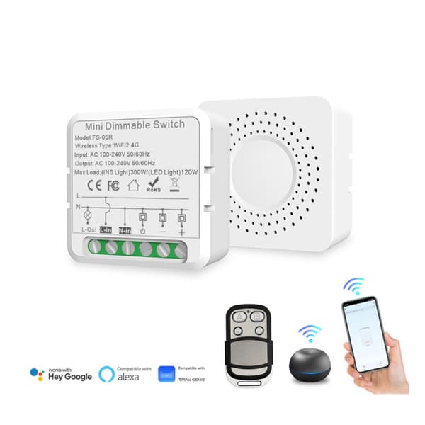 Smart WiFi Afbryder - Envejs WiFi Switch (med RF) - Kompatibel med Alexa og Google Assistant
