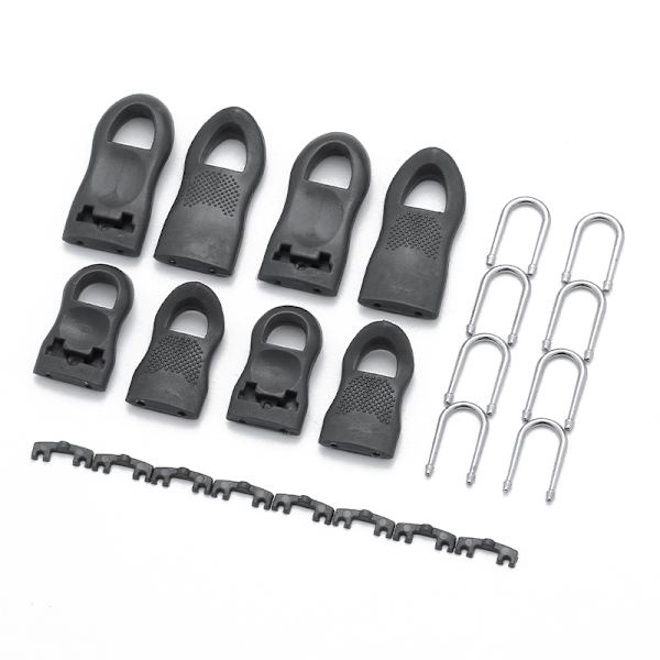Multifunktionella dragkedjor med 8-pack - Stor & Liten (4 st) - Svart