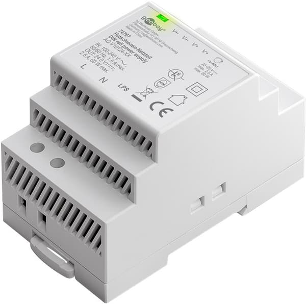 DIN-kiskoon asennettava virtalähde 24 V (DC), 2,5 A, 60 W