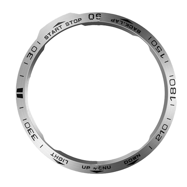 Tyylikäs hopeinen kehys Garmin Fenix 6X -kelloon - mustat kaiverrukset