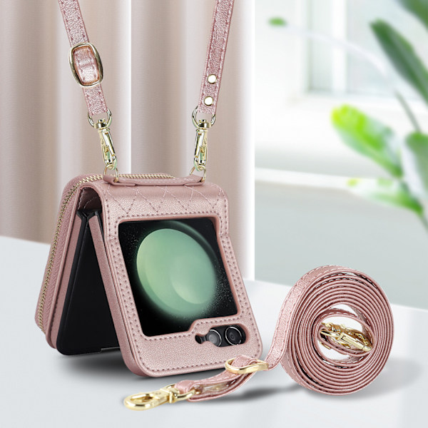 Stilfullt rosa korthållare vikfodral för Samsung Galaxy Z Flip 5