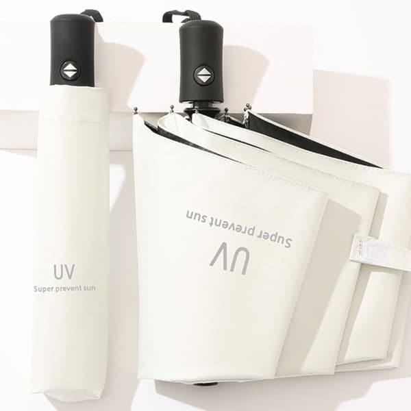 Automatisk foldbar paraply med UV-beskyttelse White White