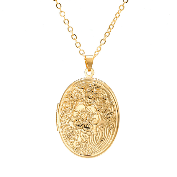 Elegant Kopparhalsband med Öppningsbart Hänge Guld
