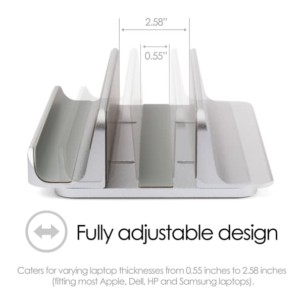 Dual Bordstander Tablet Mac/Ultrabooks Justerbar Aluminiun Sølv