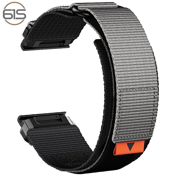 26 mm nylon klockarmband för Garmin Fenix 8/7X Pro/5X/6X Grå