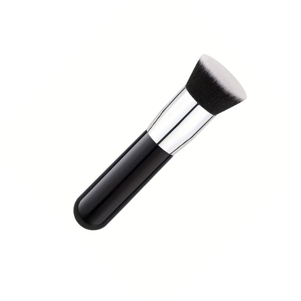 Flat Top Foundation Brush 2-pak til flydende foundation og BB-creme - bløde syntetiske børster til fejlfri buffing Black Black