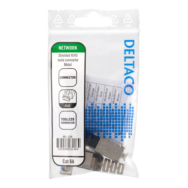RJ45 plug Cat6A, shielded, tool-less, metal