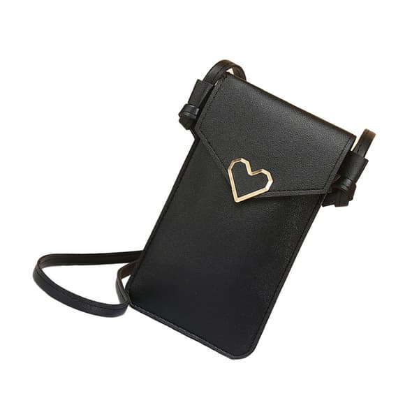 PU læder telefontaske med touchscreen vindue Black Black