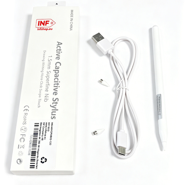 Styluspenna USB-C med 2 reservspetsar White White