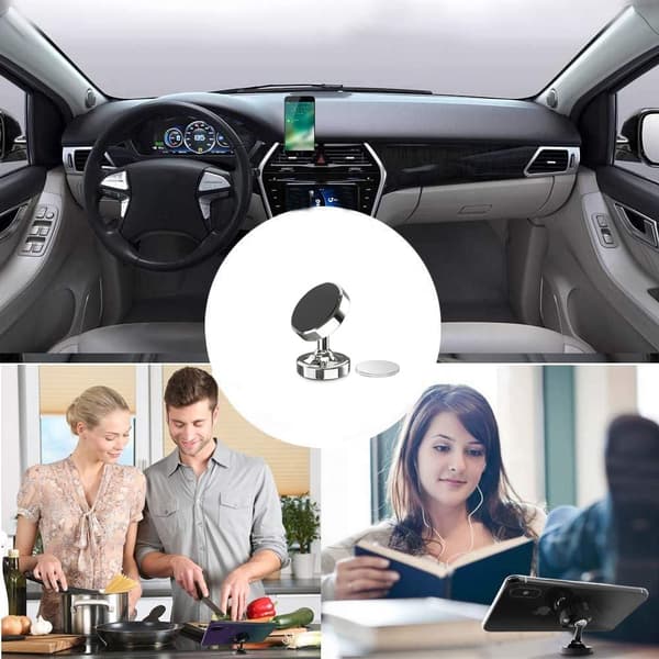 Magnetisk telefonholder til bilen 360 graders rotation Silver Silver