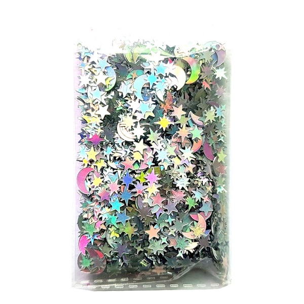 10 pakkausta glitterkonfetti Hopea