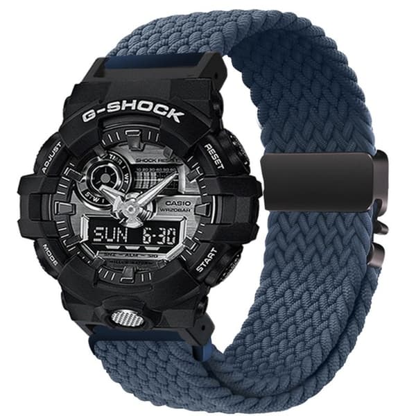 Andningsbart nylonarmband kompatibelt med Casio G-SHOCK GA-110/GA120/700 med paracord-spänne Blue Blue