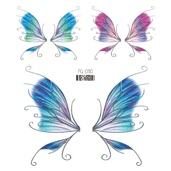 Butterfly tatovering klistermærker 5-ark