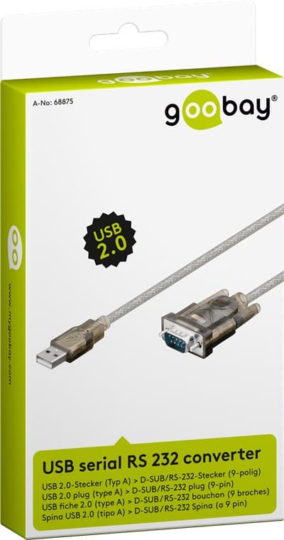 USB-sarja RS 232 -muunnin, läpinäkyvä