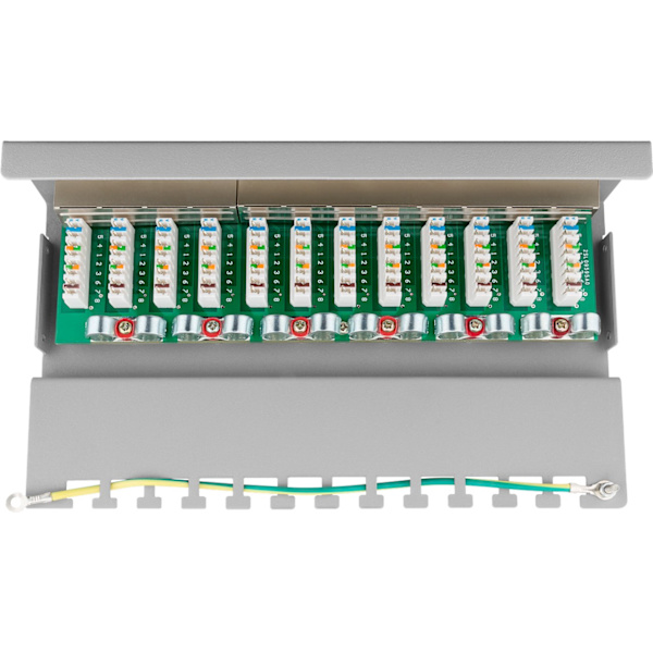 CAT 5e mini-/skrivbordskopplingspanel, 12 portar (1 HE)