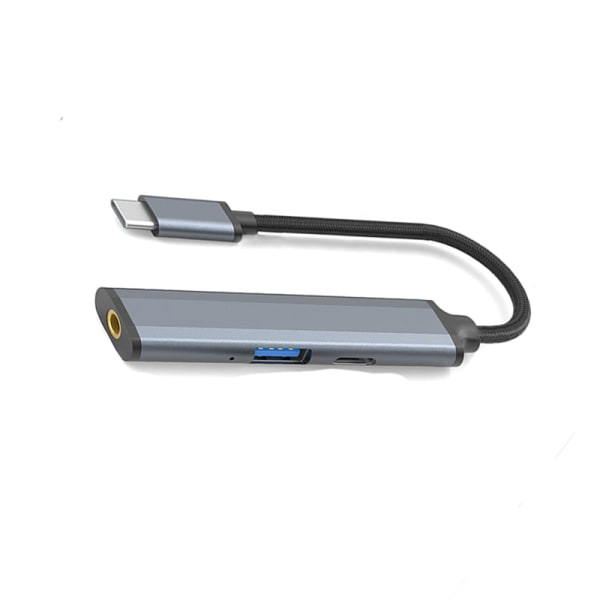 3-i-1 USB Type C dongleadapter med stabil dataoverførsel Grå Grå