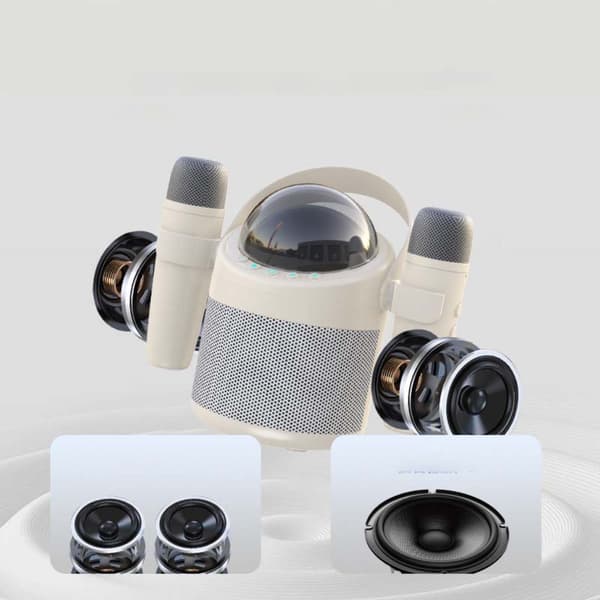 Trådlöst Bluetooth Dubbel Mikrofon Karaoke Högtalarsystem med RGB-ljus White White