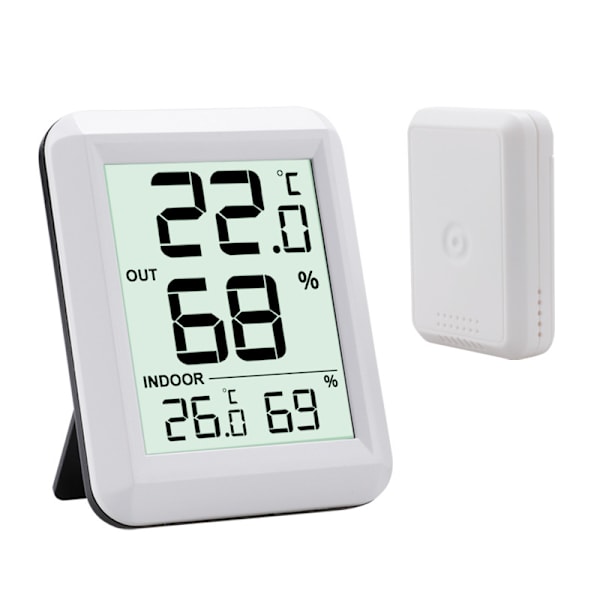 Indendørs/udendørs trådløst termometer og hygrometer White White