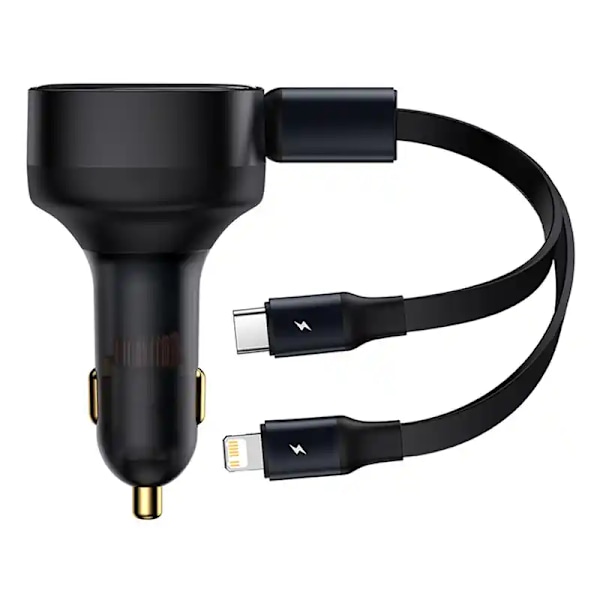 Billaddare Baseus Njutning med kabel USB-C + Lightning 3A, 30W (svart)