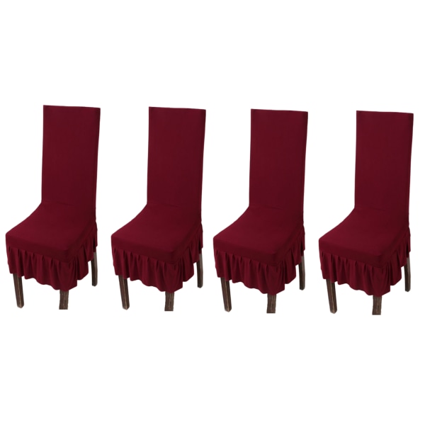 Universal Elastic Stolebetræk Polyester Bourgogne 4-pakke