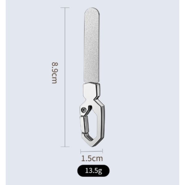 Nagelfil i rostfritt stål - dubbel-sidig för tjocka naglar, resevänlig ringloop, 1mm slipyta, inkluderar 2 läderfodral, 2-pack Silver Silver