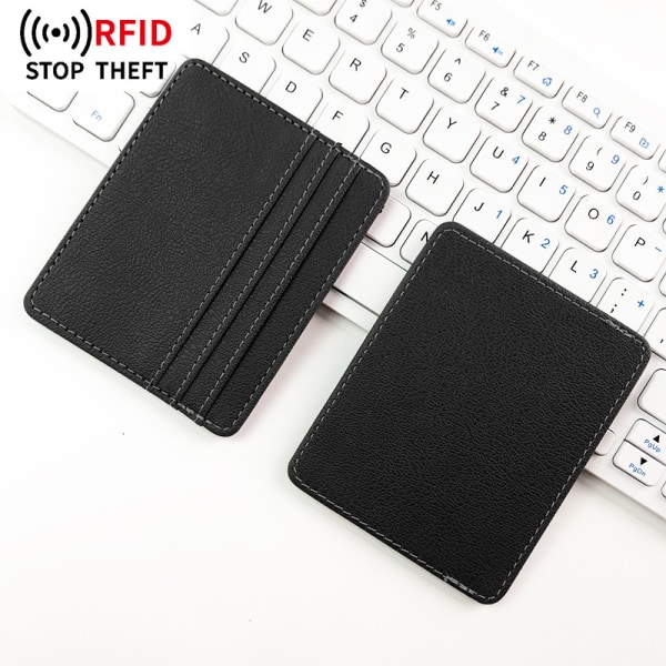RFID Slim Portabel Kreditkortsficka Svart