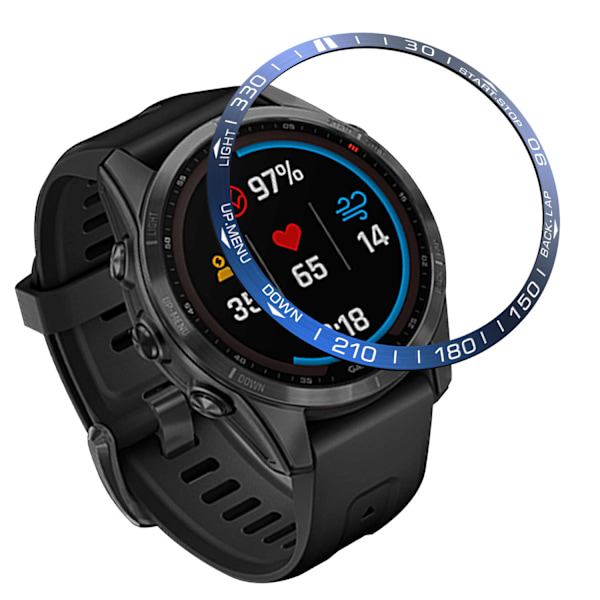 Blå & Hvid Bezel - Forbedr & Beskyt Din Garmin Fenix 7s