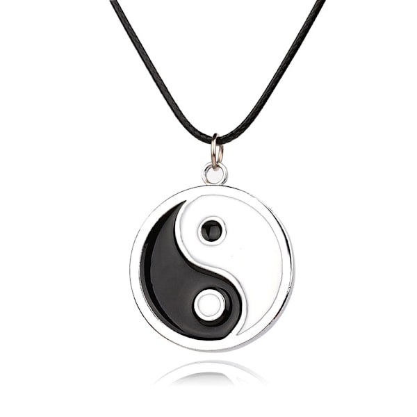 Halsband med Yin Yang hänge Svart/vit