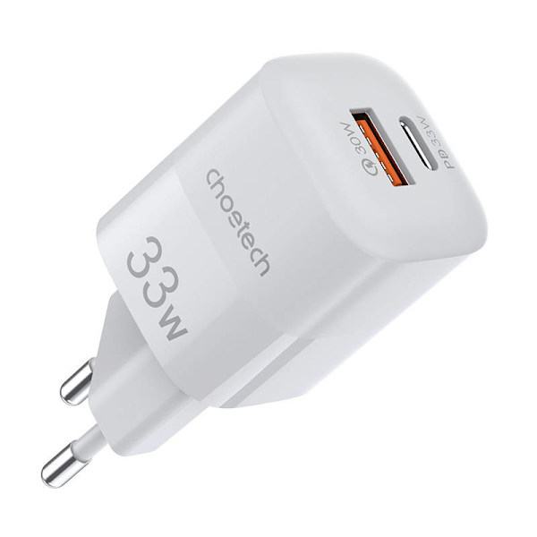 Väggladdare Choetech, 33W, PD5006 A+C dubbelport (vit)