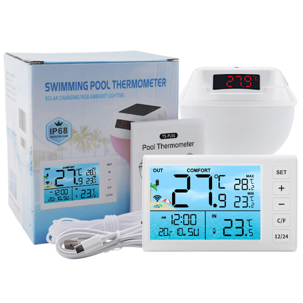 Flydende pooltermometer med LED-display, TS-PL01