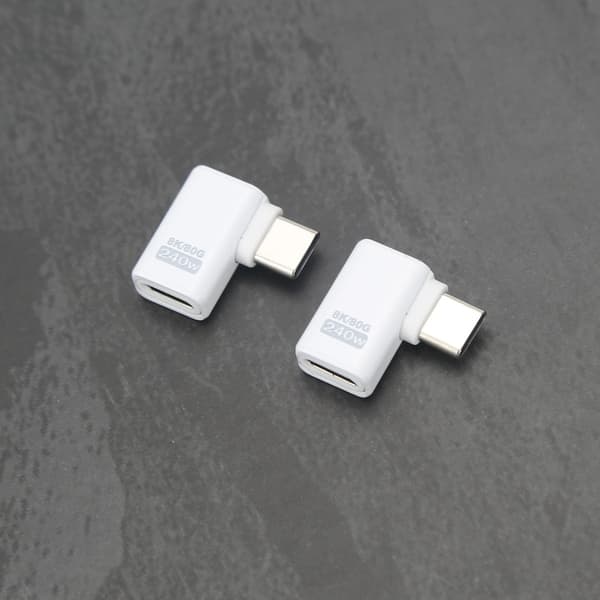 240W 80Gbps USB-C Hona till USB-C Hane Sidoböjd Adapter - 2-pack White White