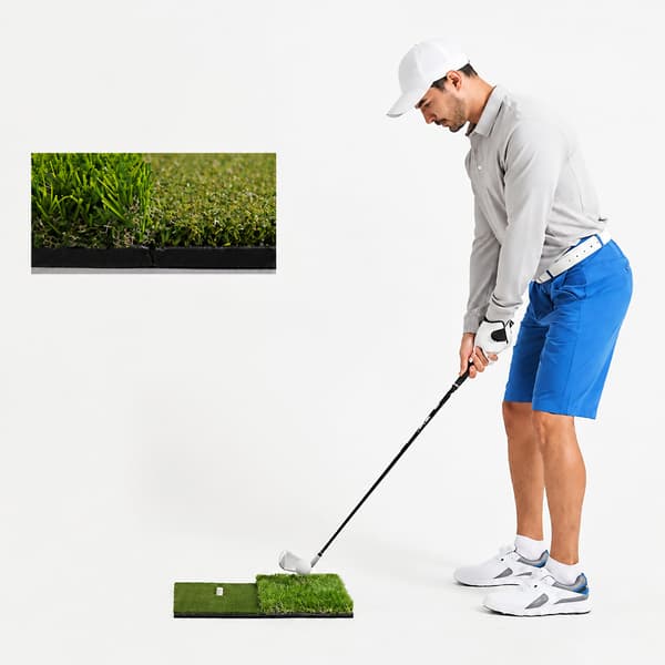Golfmatta med dubbla gräshöjder 60 x 30 x 4 cm för slag- och puttingträning