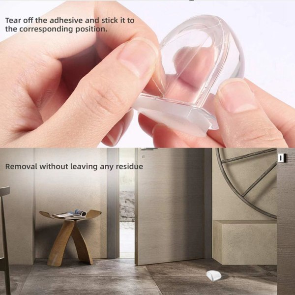 Rund självhäftande dörrstopp 4-pack Transparent Transparent
