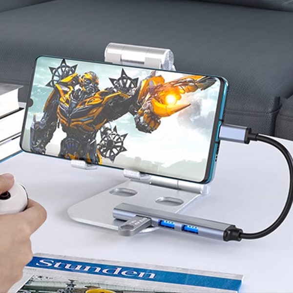 USB-C till USB 3.0 Hub med 4-portar Silvergrå