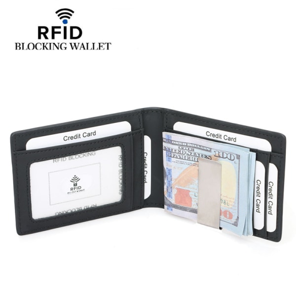 RFID pung, kortholder, slank og kompakt, ægte læder
