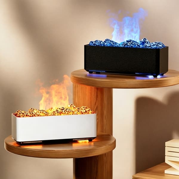 Flamme Aroma Diffuser Luftfugter: Simuleret Vulkan med Æterisk Olie Kompatibilitet Black Black