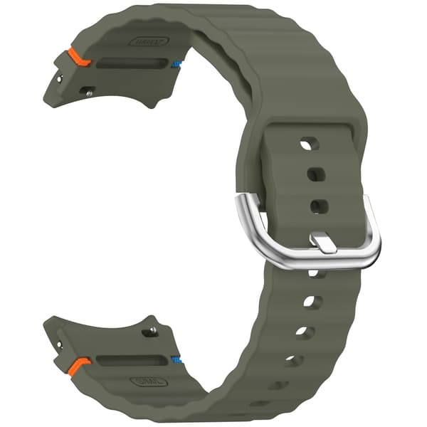 Samsung Watch 7 Wave Strap - Silverspänne (blekningsbeständig) - Armégrön