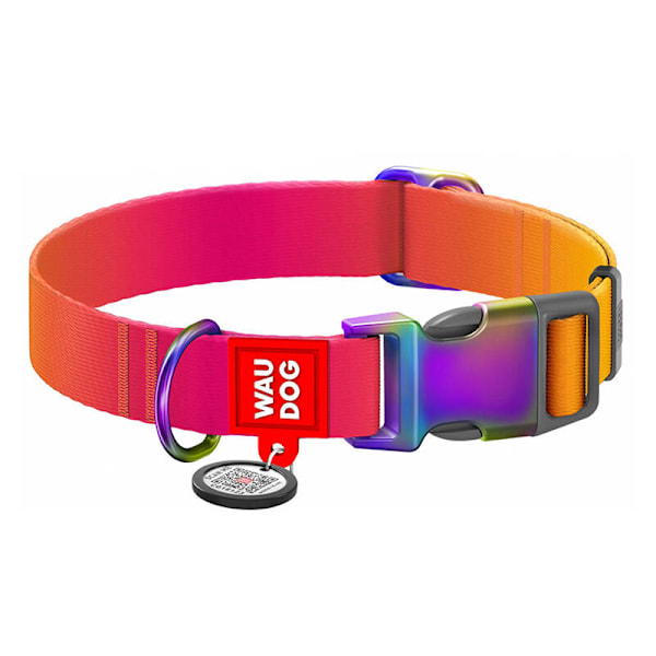 Hundhalsband i nylon med QR-kod WAUDOG 15 mm bred, 25-35 cm lång orange