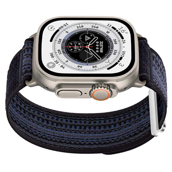 Flettet nylon sportsrem til Apple Watch Sort + blå S