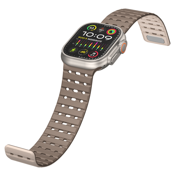 Åndbar magnetrem til Apple Watch Series 1-9 generationer 42/44/45 mm Lysebrun