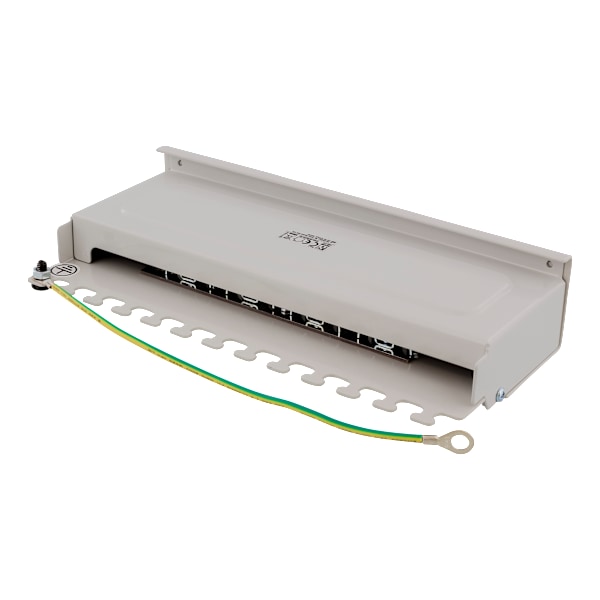 Patch Panel, 8xRJ45, Cat6a, wall-mountable, metal, grey