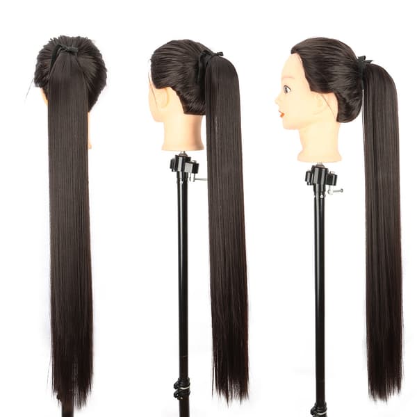 45 cm Tie-On Hestehale Extension - Naturlig Sort Hårstykke