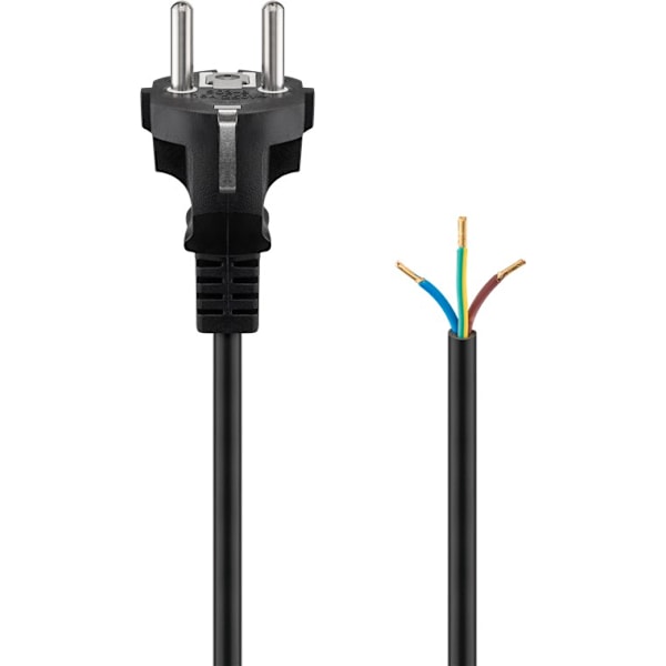Kabel för skyddskontakt för montering, 2 m, svart