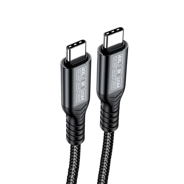 USB4-datakabel USB-C till USB-C, 40Gbps, 240W PD, DP1.4 8K@60Hz, nylonflätad, kompatibelt med Thunderbolt 4/3 och USB 3.2/3.0 Black 0.5m Black 0.5m