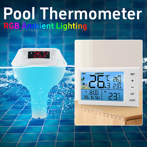 Flydende pooltermometer med LED-display, TS-PL01