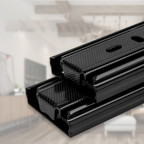 Sorte skuffeslider 14 tommer (350 mm) - 45 mm brede tredelte kuglelejer skuffeløbere