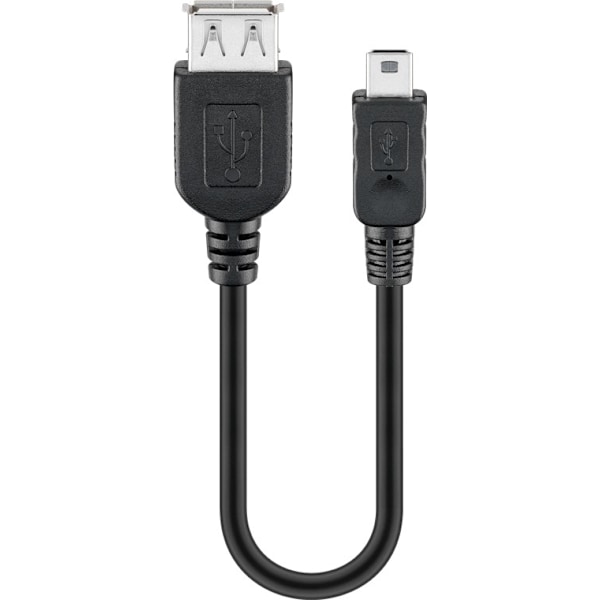 USB-A till Mini-B adapter, 0,2 m, svart